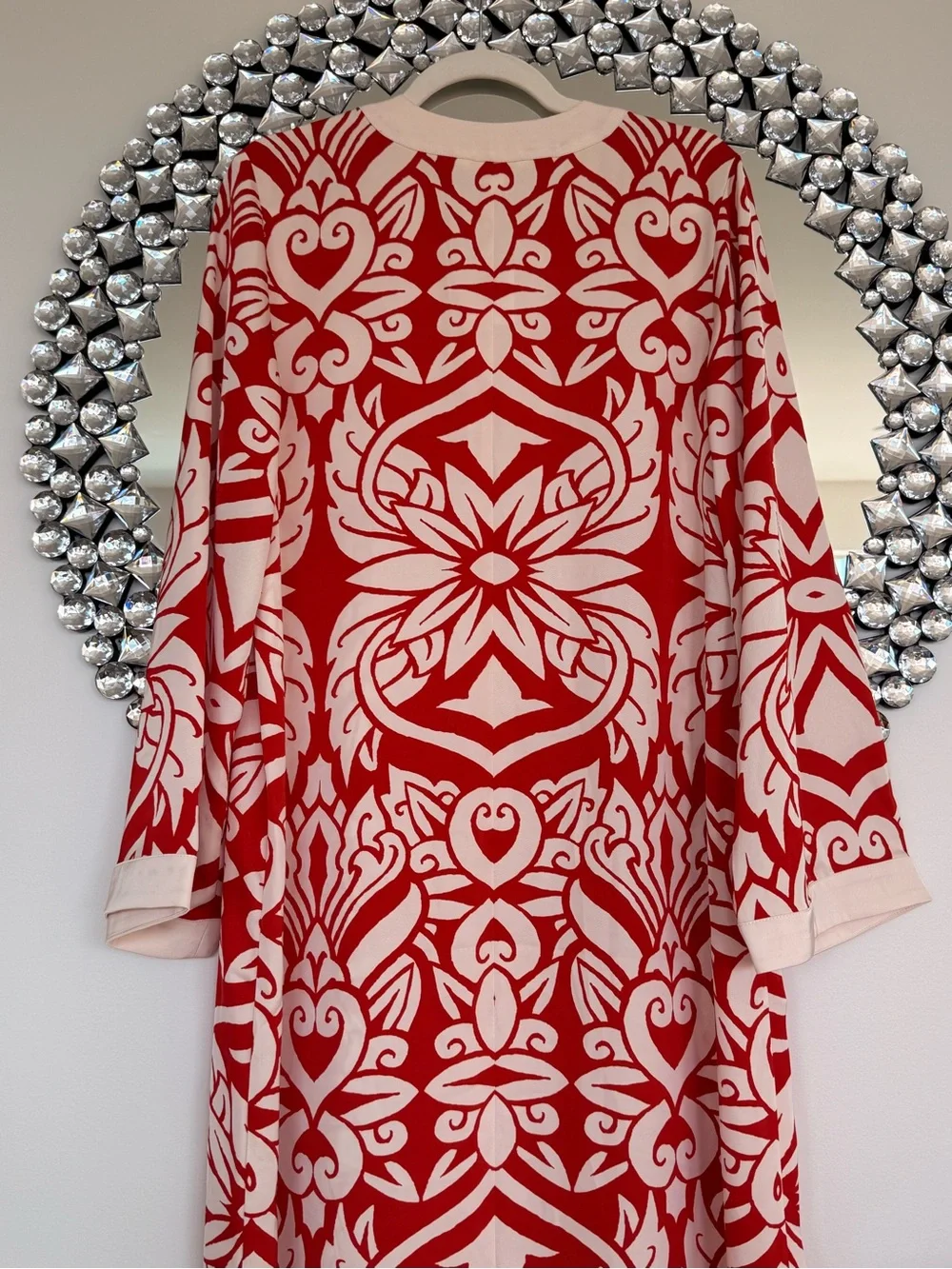Red & Cream Floral Print Maxi Resort style dress - Picture 6 of 7